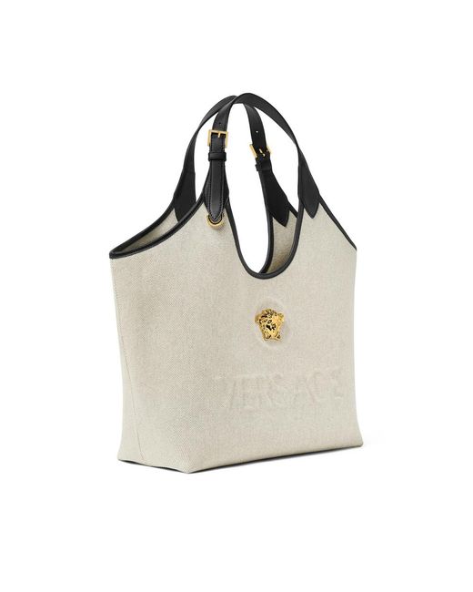 Versace Gray Medusa-Emblem Tote Bag