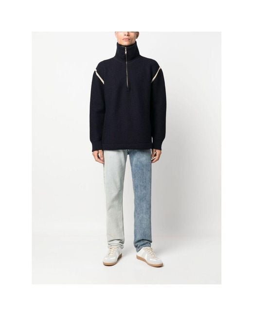 Maison Margiela Blue Elbow-Patch Sweater for men