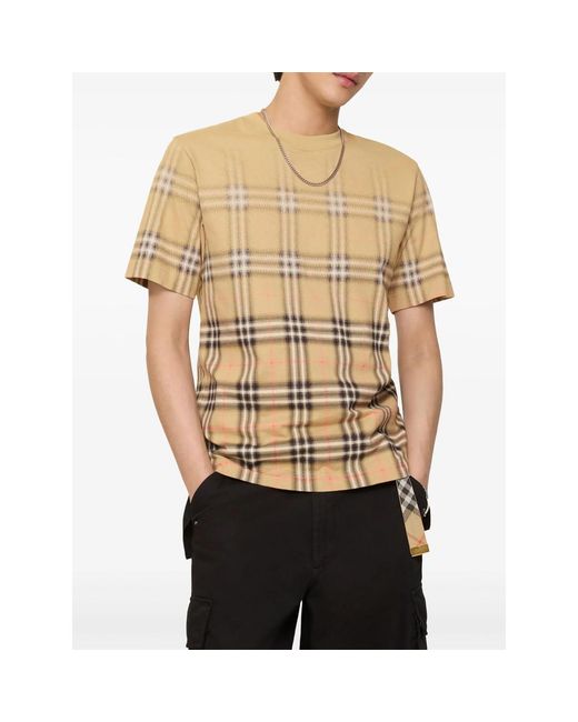 Burberry Natural Gradient Check Cotton T-Shirt for men