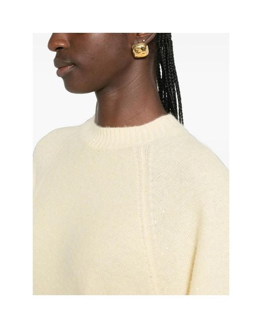 Fabiana Filippi Natural Sequin-Embellished Raglan-Sleeve Sweater