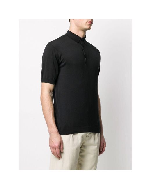 John Smedley Black Adrian Polo Shirts for men