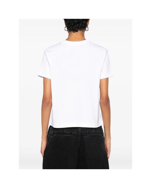 Calvin Klein White Logo-Embroidered T-Shirt