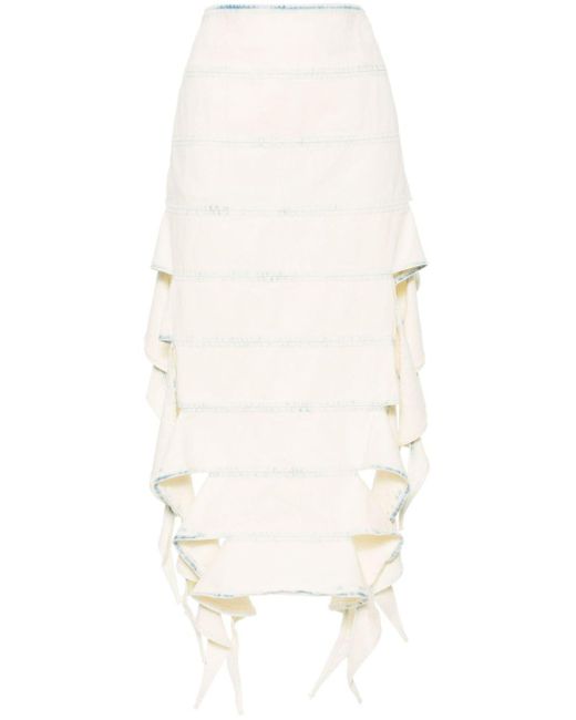 Y. Project White Denim Midi Skirt