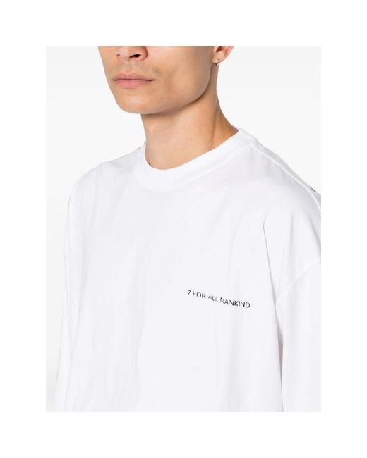 7 For All Mankind White Graphic-Print Long-Sleeve T-Shirt for men