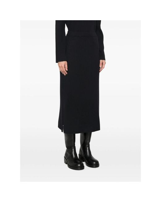 A.P.C. Black A. P.C. Ribbed-Knit Side-Slit Midi Skirt