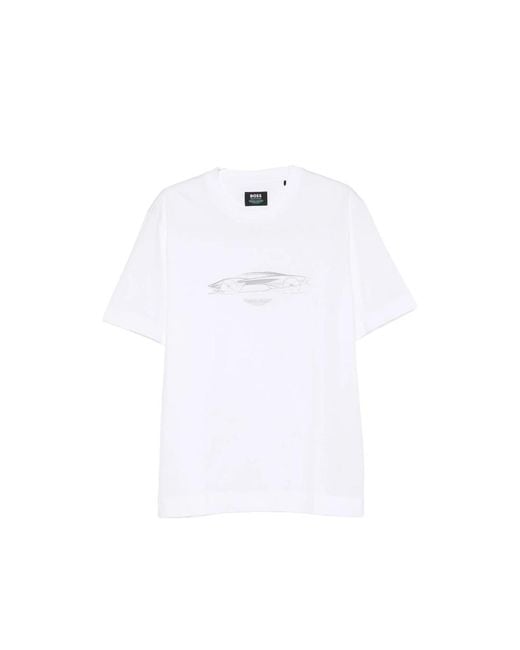 Boss White X Aston Martin C-Taut Graphic-Print T-Shirt for men