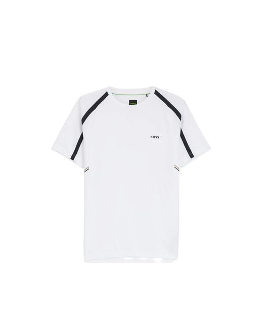 Boss White Logo-Print T-Shirt for men
