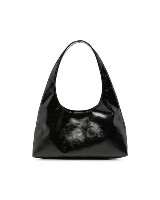 A.P.C. Black A. P.C. Patent Logo-Print Tote Bag