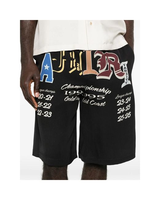 Amiri Black Graphic Drawstring Shorts for men