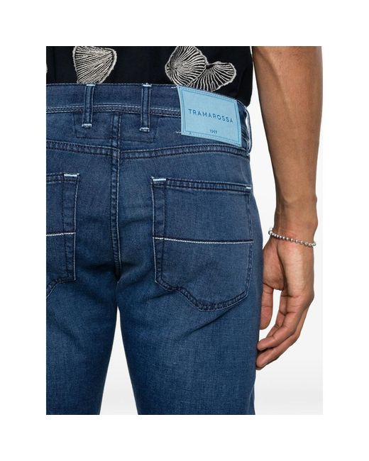Tramarossa Blue Logo-Patch Slim Jeans for men