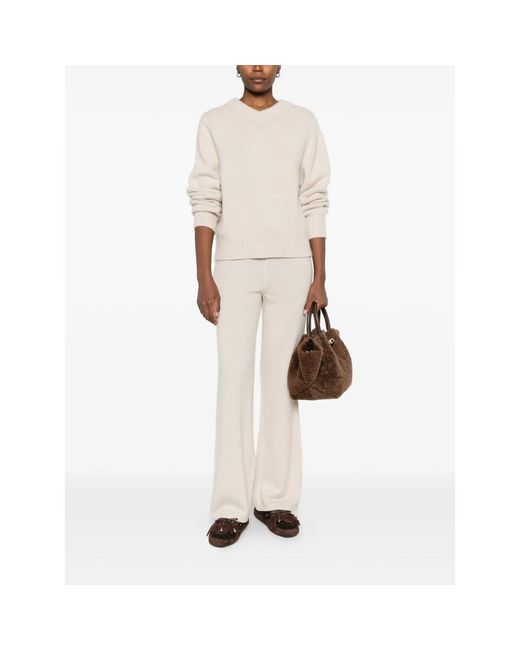 Soft Goat White Knit Chunky V Neck