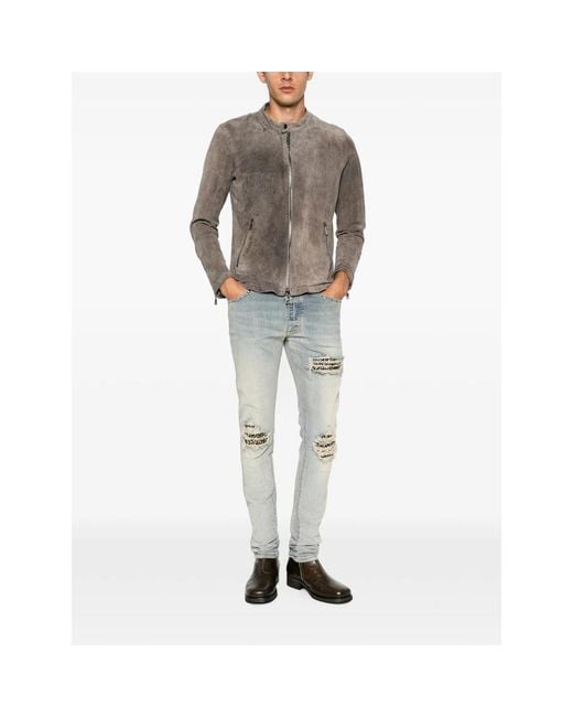 Giorgio Brato Brown Zip-Up Suede Jacket for men
