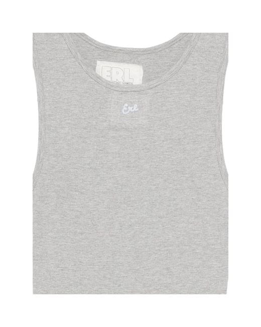 ERL Gray Ribbed Logo Tank Top