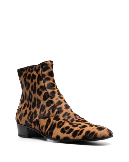 Lidfort Brown Leopard-Print Ankle Boots