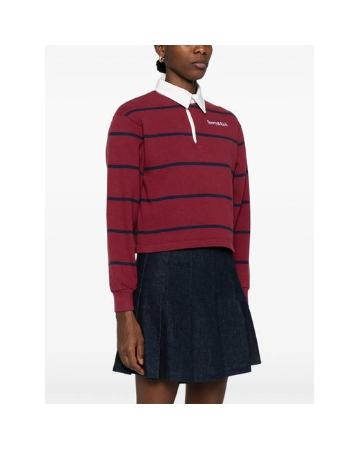 Sporty & Rich Red Sherif Logo Rugby Polo Top