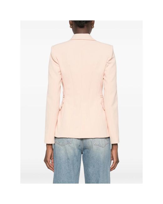 Elisabetta Franchi Pink Peak-Lapel Single-Breasted Blazer