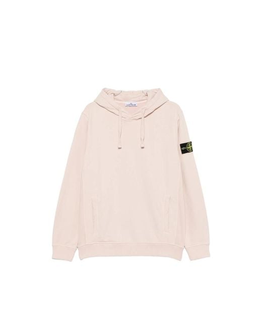 Stone Island Pink Compass-Patch Drawstring Hoodie for men
