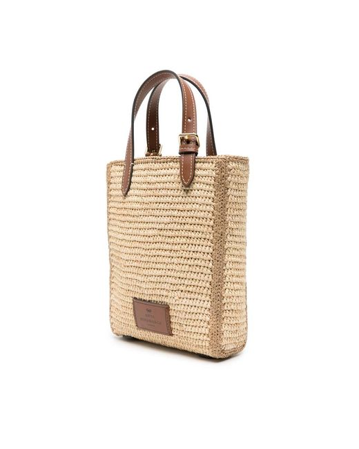 Anya Hindmarch Natural Eyes-Embroidered Raffia Tote Bag