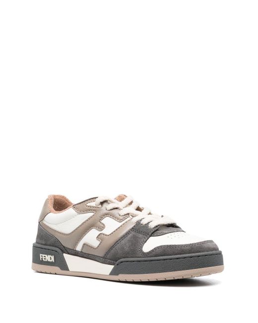 Fendi White Match Panelled Suede Low-Top Sneakers