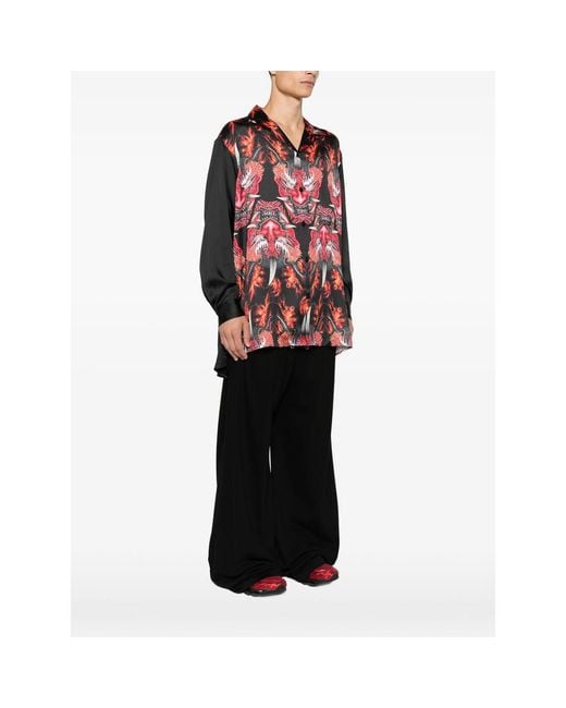 Y-3 Red Graphic-Print Button-Down Shirt for men