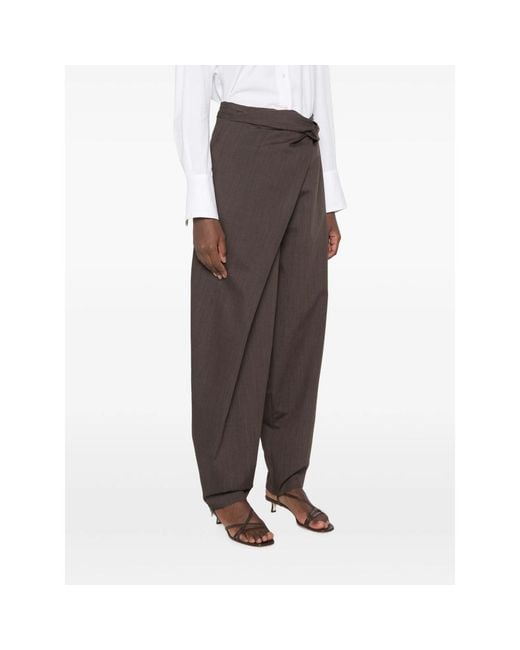 Rohe Brown Wrap-Style Twist-Detail Trousers