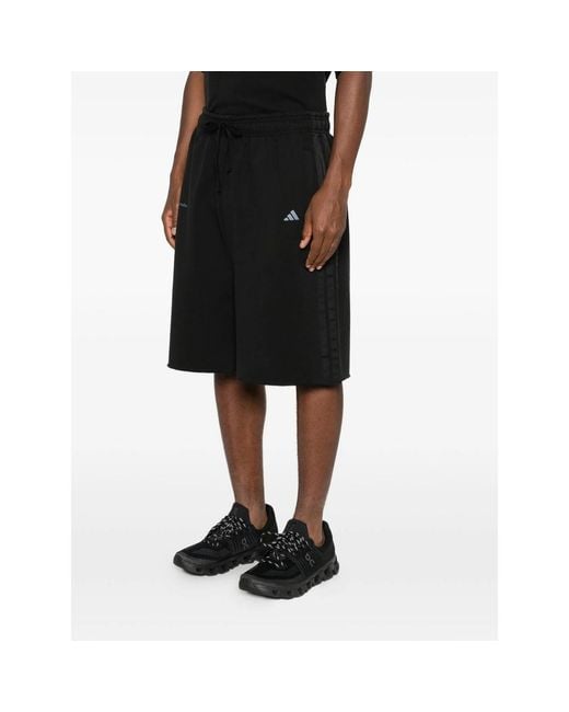 Adidas X Entire Studios Black X Entire Studios Logo-Print Side-Stripe Shorts for men