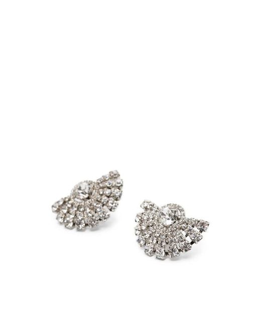 Jennifer Behr White Crystal-Embellished Earrings