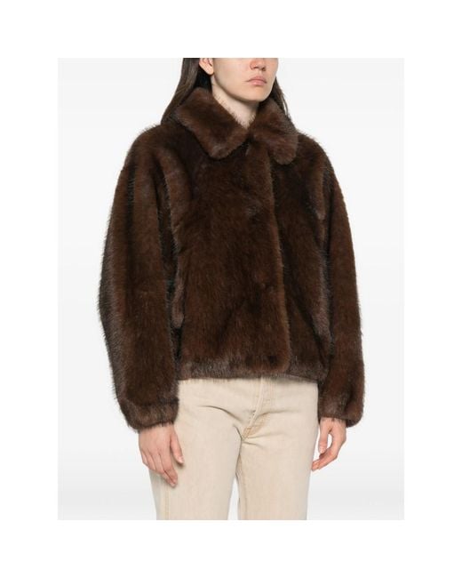 VALENTINI 1972 Brown Faux-Fur Wide Collar Jacket