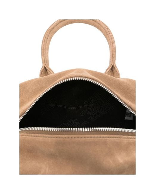 MARGE SHERWOOD Brown Calf-Suede Top-Handle Tote Bag