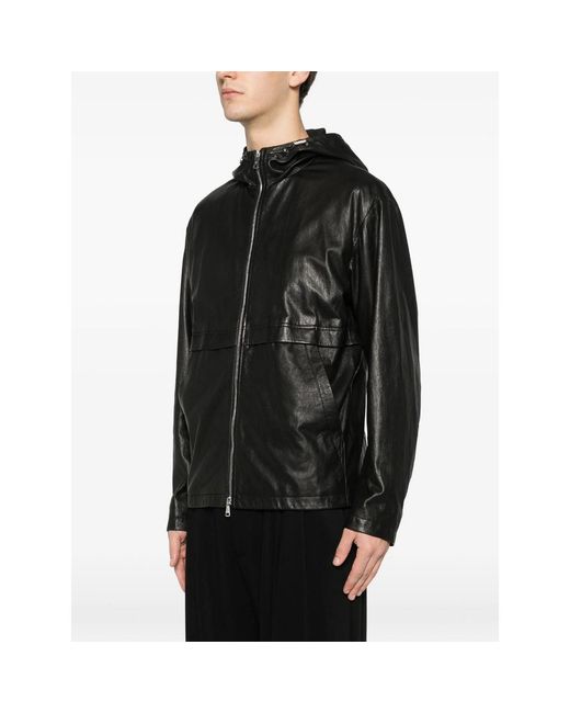 Tagliatore Black Leather Outerwear for men