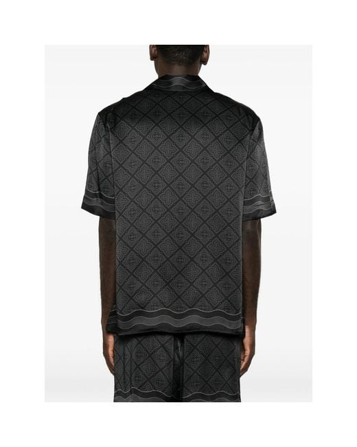 Casablanca Black Radiating Monogram Silk Shirt for men