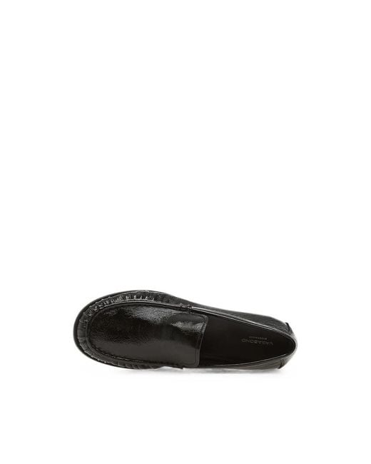 Vagabond Black Brandi Crinkled-Finish Loafers