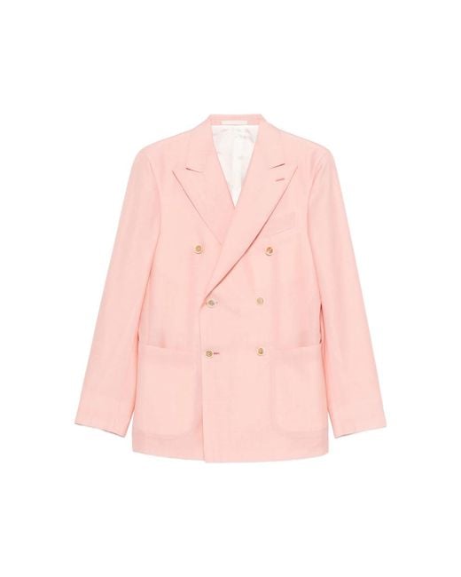 Caruso Pink Aida Double-Breasted Pocket Blazer for men
