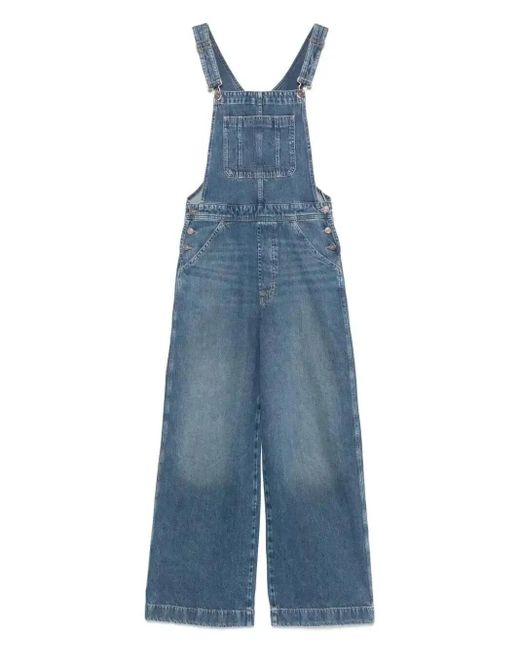7 For All Mankind Blue Wide-Leg Dungarees