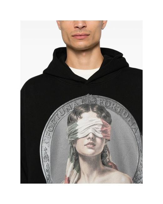 PDF Black Graphic-Print Hoodie for men