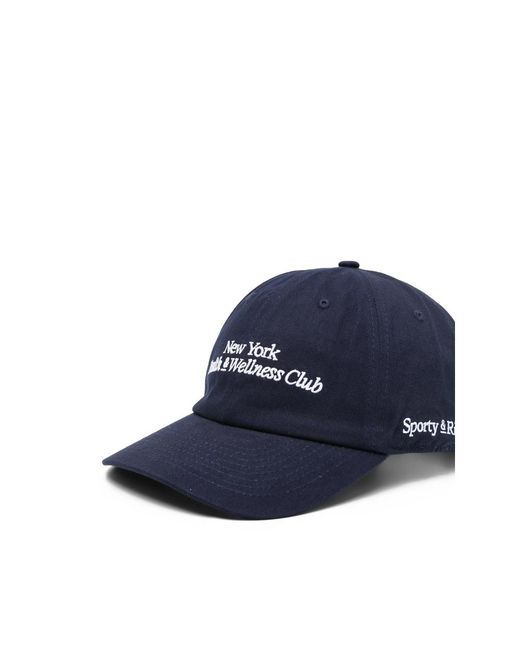 Sporty & Rich Blue Logo-Embroidered Baseball Cap