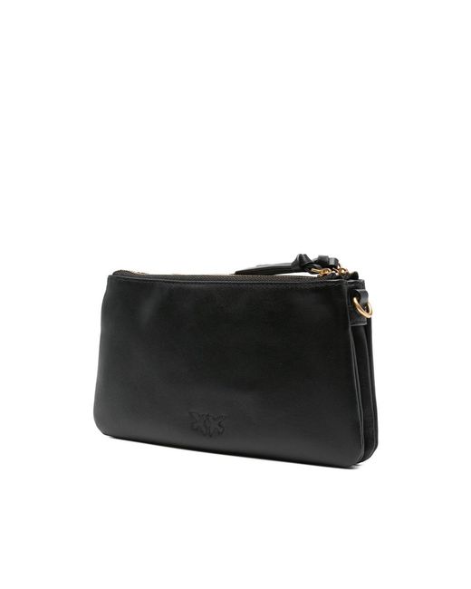 Pinko Black Small Double Leather Shoulder Bag