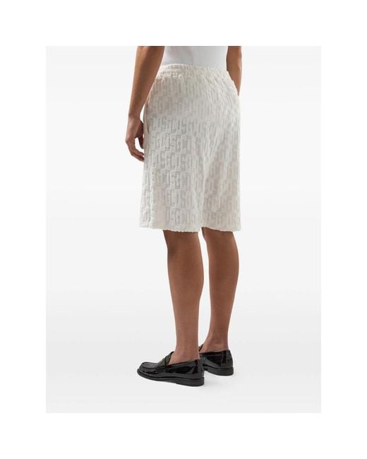 Gcds White Monogram-Patterned Shorts for men
