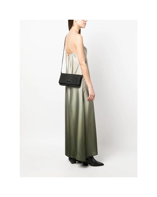 Zadig & Voltaire Black Crocodile-Embossed Crossbody Bag