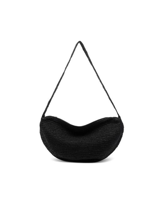 IBELIV Black Clip Raffia Shoulder Bag
