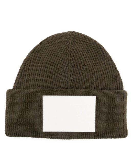 MM6 by Maison Martin Margiela Green Numbers-Motif Knitted Beanie