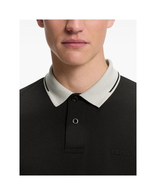 Boss Black Tipped-Trim Polo Shirt for men