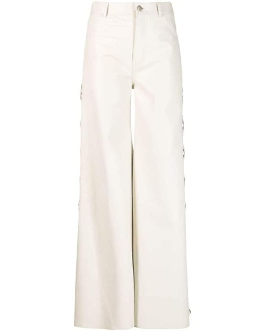 Chloé White Lace-Up Leather Trousers