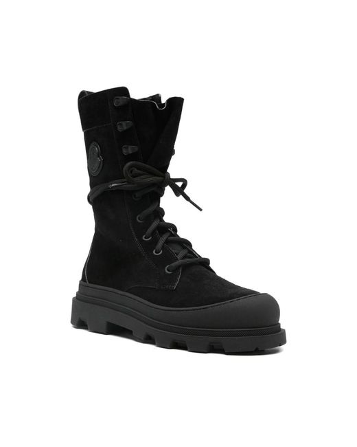 Moncler Black Vera Lace-Up Logo-Patch Boots