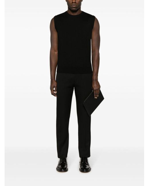 Alexander McQueen Black Low-Rise Satin-Trim Tailored Trousers for men