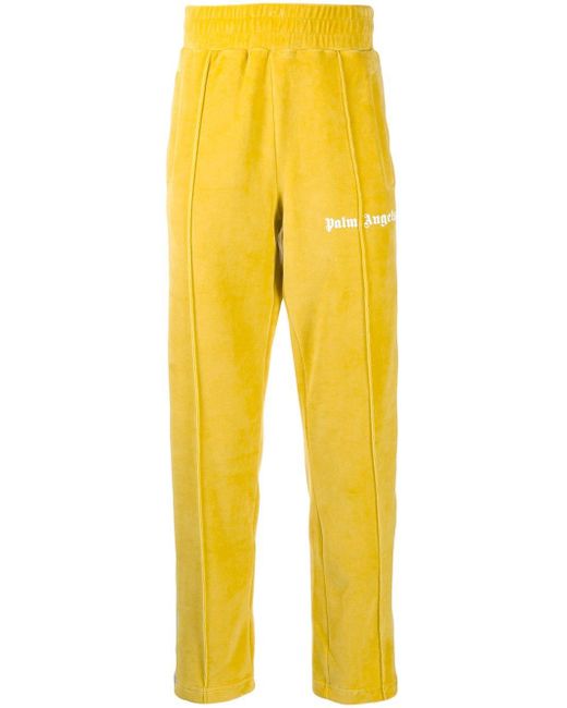 Palm Angels Yellow Striped Side Track Pants for men