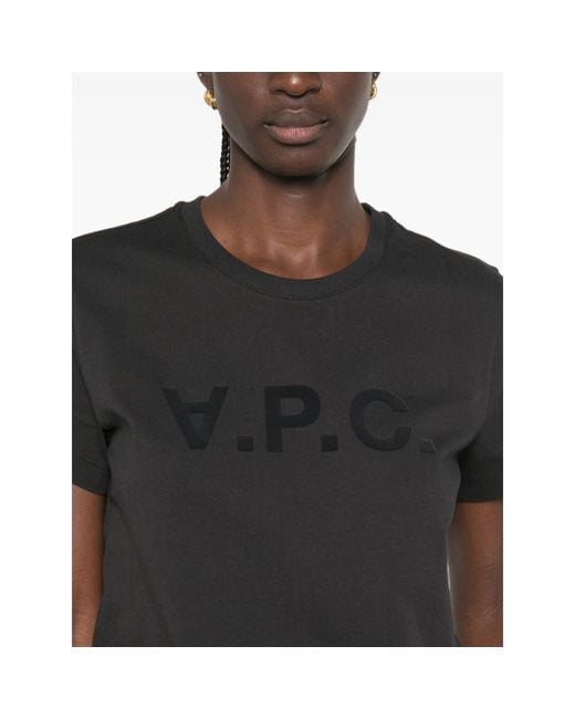 A.P.C. Black A. P.C. Logo-Print T-Shirt
