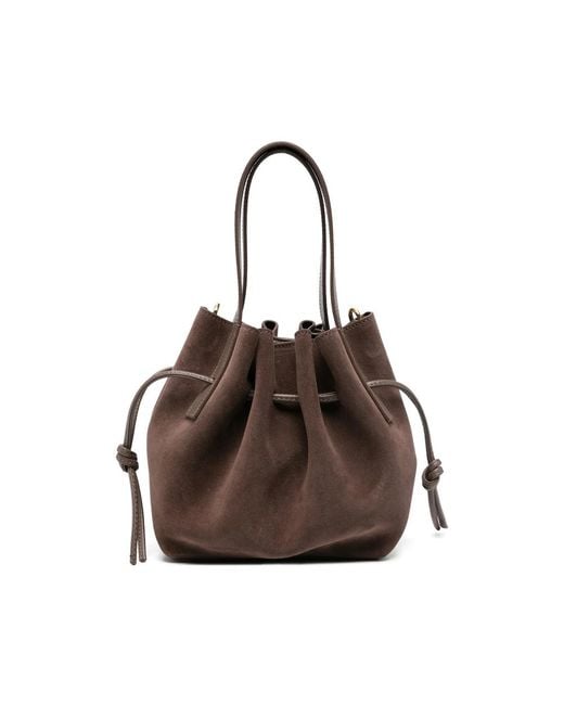Yuzefi Brown Mini Scallop Suede Tote Bag