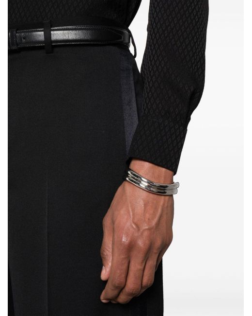 Saint Laurent White Wavy Cuff Bracelet for men