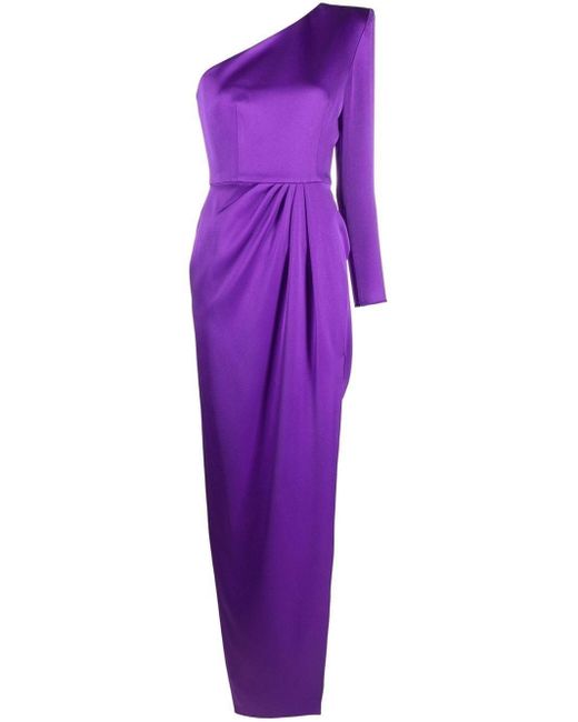 Alex Perry Satin Delane One-shoulder Gown in Purple - Save 10% | Lyst UK